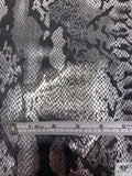 Snakeskin Foil Printed Microsuede - Silver / Black