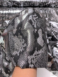 Snakeskin Foil Printed Microsuede - Silver / Black