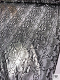 Snakeskin Foil Printed Microsuede - Silver / Black
