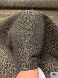 Italian Cheetah Textured Metallic Brocade with Fused Back - Golden Olive / Black