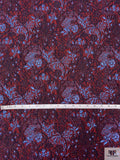 Ornate Textured Metallic Brocade - Red / Eggplant / Metallic Blue