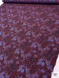 Ornate Textured Metallic Brocade - Red / Eggplant / Metallic Blue
