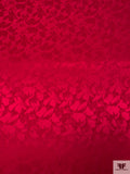 Floral Silhouette Jacquard Silk Charmeuse - Rich Red