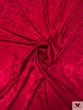 Floral Silhouette Jacquard Silk Charmeuse - Rich Red