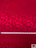 Floral Silhouette Jacquard Silk Charmeuse - Rich Red