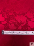 Floral Silhouette Jacquard Silk Charmeuse - Rich Red
