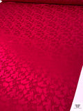 Floral Silhouette Jacquard Silk Charmeuse - Rich Red