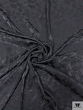 Floral Silhouette Jacquard Silk Charmeuse - Black