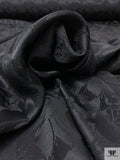 Floral Silhouette Jacquard Silk Charmeuse - Black