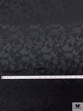 Floral Silhouette Jacquard Silk Charmeuse - Black