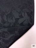 Floral Silhouette Jacquard Silk Charmeuse - Black
