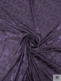 Floral Silhouette Jacquard Silk Charmeuse - Eggplant Purple