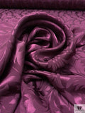 Leaf Jacquard Silk Charmeuse - Purple Wine