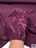 Leaf Jacquard Silk Charmeuse - Purple Wine