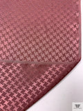 Houndstooth Jacquard Silk Charmeuse - Burgundy Rose