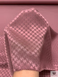 Houndstooth Jacquard Silk Charmeuse - Burgundy Rose