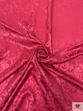 Paisley Leaf Jacquard Silk Charmeuse - Raspberry Red