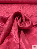 Paisley Leaf Jacquard Silk Charmeuse - Raspberry Red