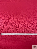 Paisley Leaf Jacquard Silk Charmeuse - Raspberry Red