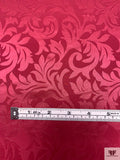 Paisley Leaf Jacquard Silk Charmeuse - Raspberry Red