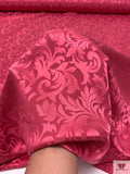 Paisley Leaf Jacquard Silk Charmeuse - Raspberry Red