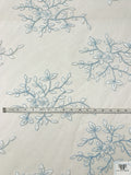 Floral Motif Appliqué and Cording on Tulle - Light Blue / White