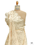 Floral Vine Embroidered and Double-Scalloped Satin - Champagne