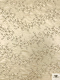 Floral Vine Embroidered and Double-Scalloped Satin - Champagne