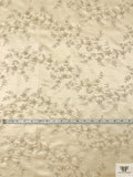 Floral Vine Embroidered and Double-Scalloped Satin - Champagne