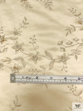 Floral Vine Embroidered and Double-Scalloped Satin - Champagne