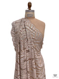 Art Deco Motif Metallic Lace Strip - Light Taupe / Silver