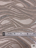 Art Deco Motif Metallic Lace Strip - Light Taupe / Silver
