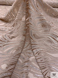 Art Deco Motif Metallic Lace Strip - Light Taupe / Silver