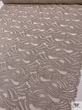 Art Deco Motif Metallic Lace Strip - Light Taupe / Silver