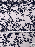 Floral Vine Motif Appliqué and Cording on Tulle - Navy