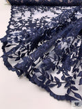 Floral Vine Motif Appliqué and Cording on Tulle - Navy