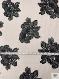 Floral Embroidered Tulle with Textured Puffed Glitter - Black / Off-White