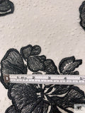 Floral Embroidered Tulle with Textured Puffed Glitter - Black / Off-White