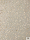 French 3D Puffed Ditsy Floral Tulle with Glitter - Nude / Cream / Gold