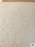 French 3D Puffed Ditsy Floral Tulle with Glitter - Nude / Cream / Gold