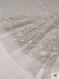 Abstract 3D Puffed Glitter Tulle - Off-White / Silver