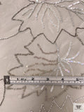 Sequined and Beaded Leaf Design Tulle - Off-White