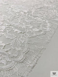 French Embroidered Chantilly Lace with 3D Floral Border - Off-White
