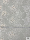 French Embroidered Chantilly Lace with 3D Floral Border - Off-White