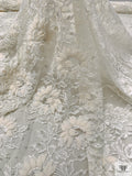 French Embroidered Chantilly Lace with 3D Floral Border - Off-White