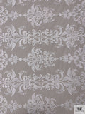 Regal Damask Embroidered Tulle with Sequins - White