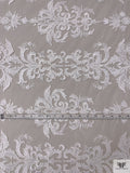 Regal Damask Embroidered Tulle with Sequins - White