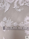 Regal Damask Embroidered Tulle with Sequins - White