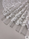 Regal Damask Embroidered Tulle with Sequins - White