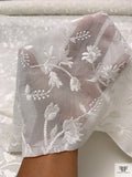 Stem Floral Embroidered Cotton Voile - Light Ivory